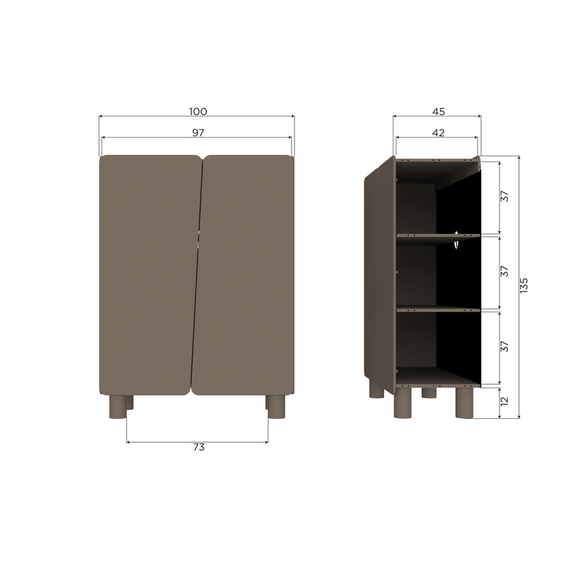 WOOOD-collectie Root 2-Deurs Kast Grenen Truffel Bruin [Fsc]