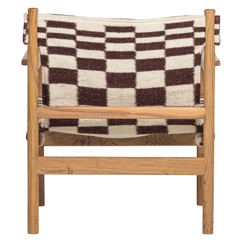 WOOOD-collectie Zano Armchair Wood Brown with Kilim Seat Natural