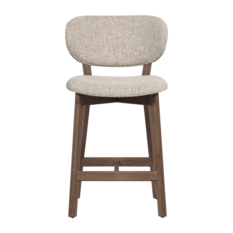 WOOOD-collectie Udar Bar Stool, Natural, with Brown Wooden Frame [FSC]