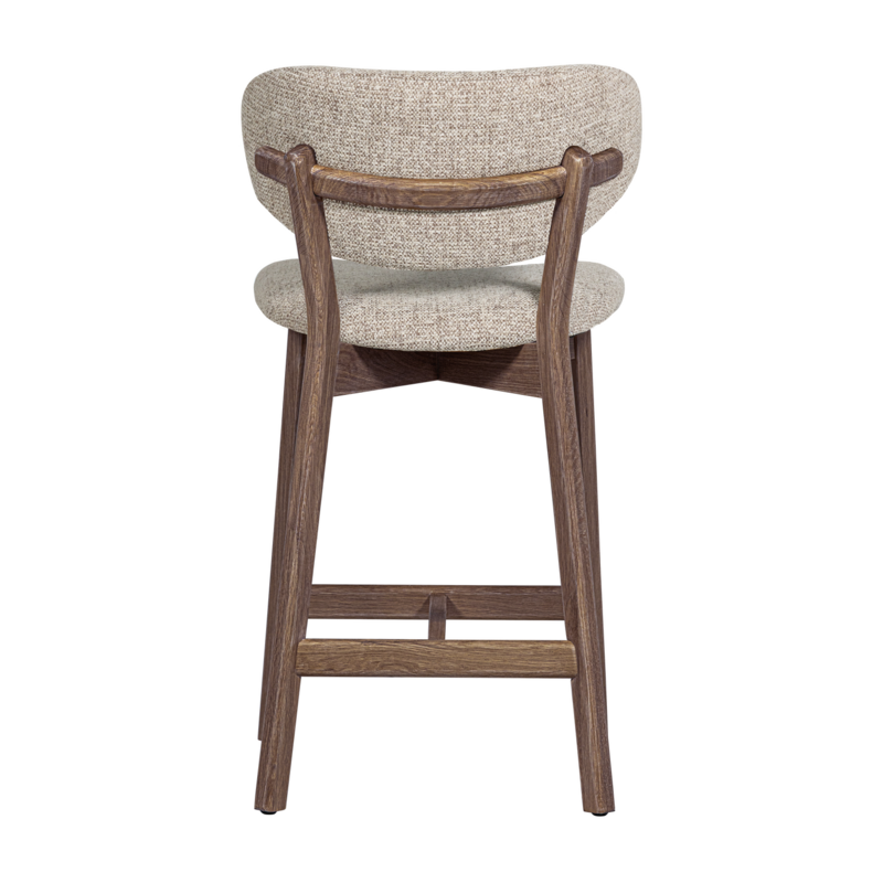 WOOOD-collectie Udar Bar Stool, Natural, with Brown Wooden Frame [FSC]