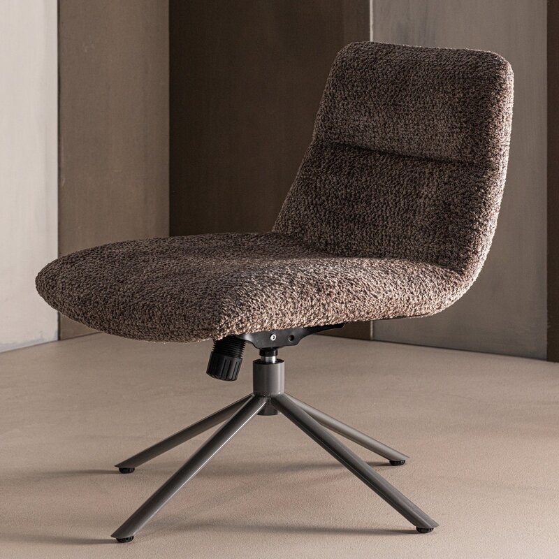 WOOOD-collectie Soren Verstelbare Draaifauteuil Wollig Bruin