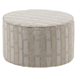 WOOOD Sarli Low Pouf, Checkered Chenille Pattern, Natural/Beige [FSC]