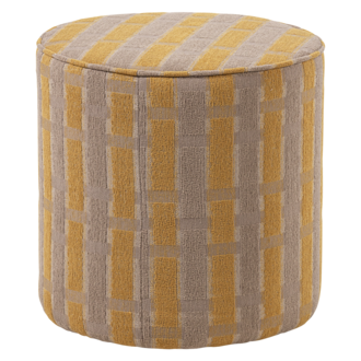 WOOOD Sarli High Ottoman, Checkered Pattern, Chenille, Taupe/Yellow [FSC]