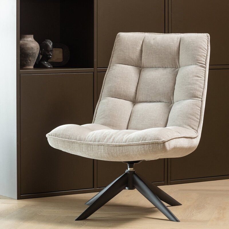 WOOOD-collectie Jouke Swivel Armchair, Chenille, Natural [FSC]