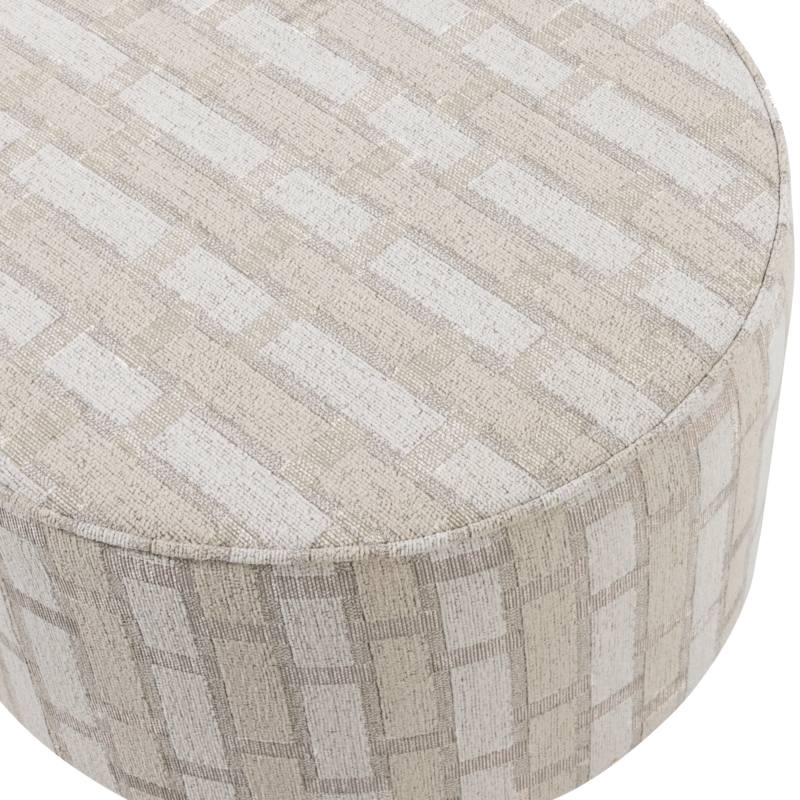 WOOOD-collectie Sarli Poef Laag Ruit Dessin Chenille Naturel/Beige [Fsc]