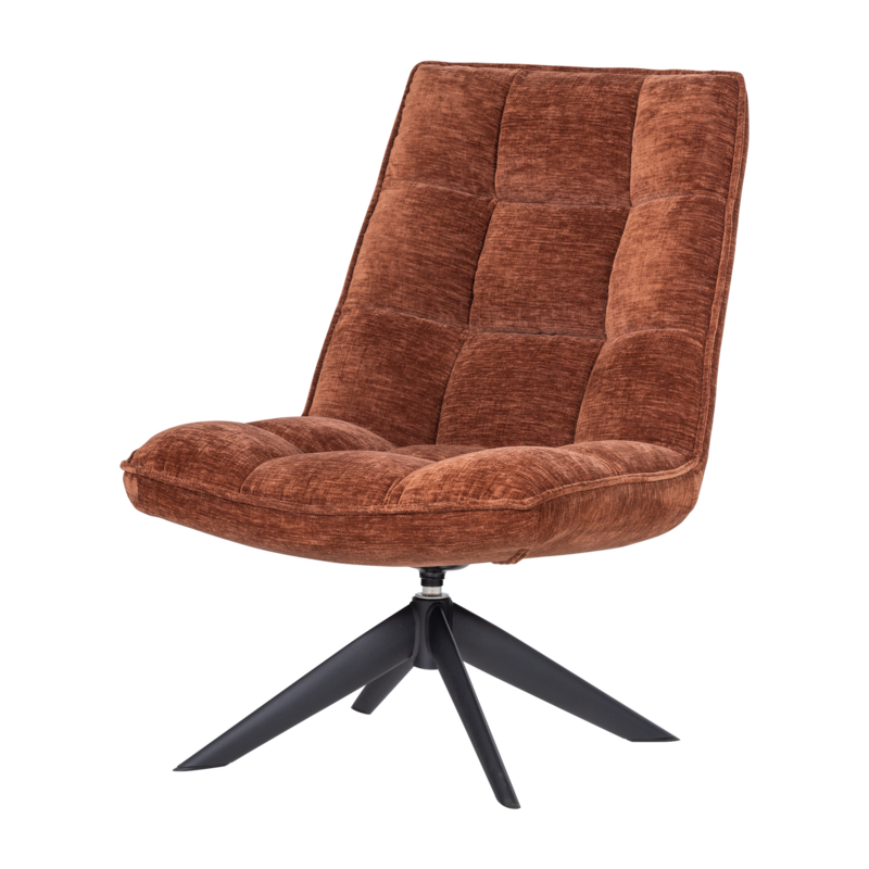 WOOOD-collectie Jouke Draaifauteuil Chenille Structuur Roestbruin [Fsc]