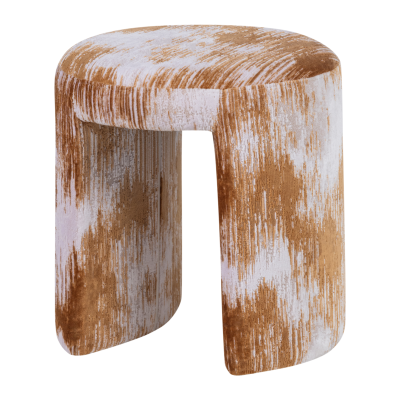 WOOOD-collectie Charlie Upholstered Stool Caramel Brown Fabric Structure [FSC]