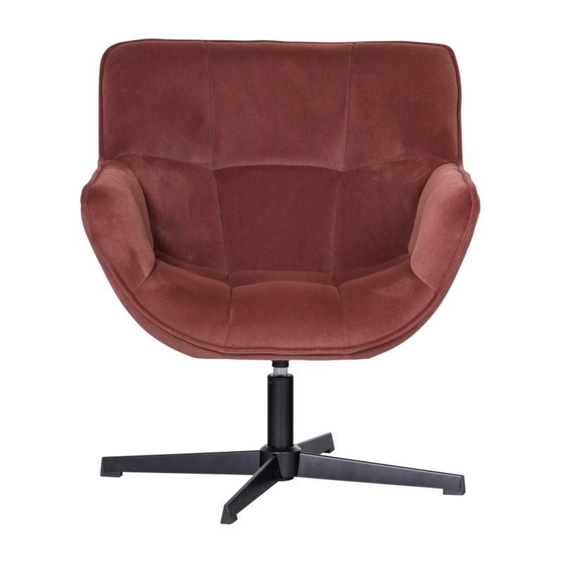 WOOOD-collectie Wibo Draaifauteuil Mat Velvet Bruinrood [Fsc]