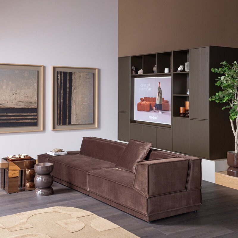 WOOOD-collectie Meggy Smalle Opbergkast 55 Cm Grenen Middenbruin [Fsc]