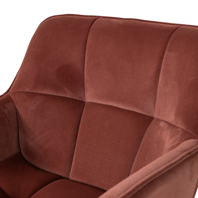 WOOOD-collectie Wibo Swivel Armchair Matte Velvet Brown-Red [FSC]