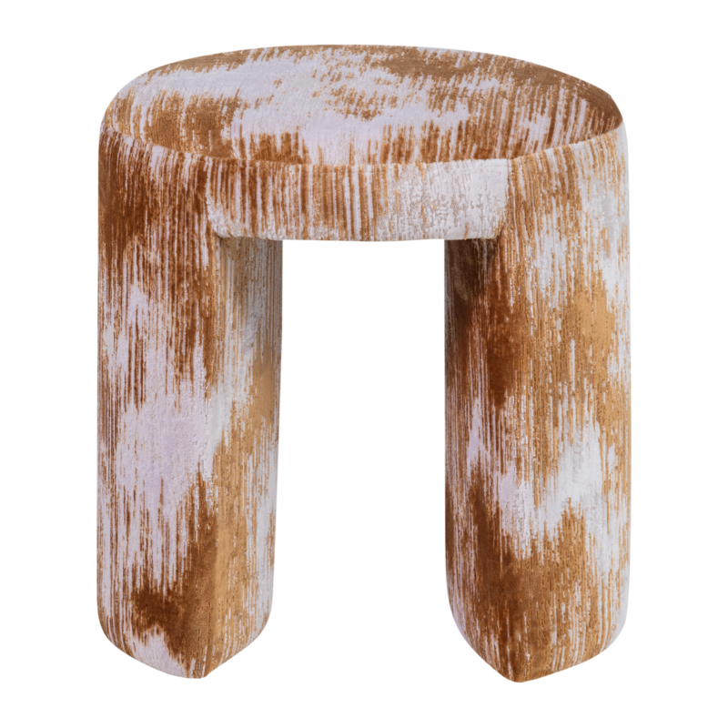 WOOOD-collectie Charlie Upholstered Stool Caramel Brown Fabric Structure [FSC]