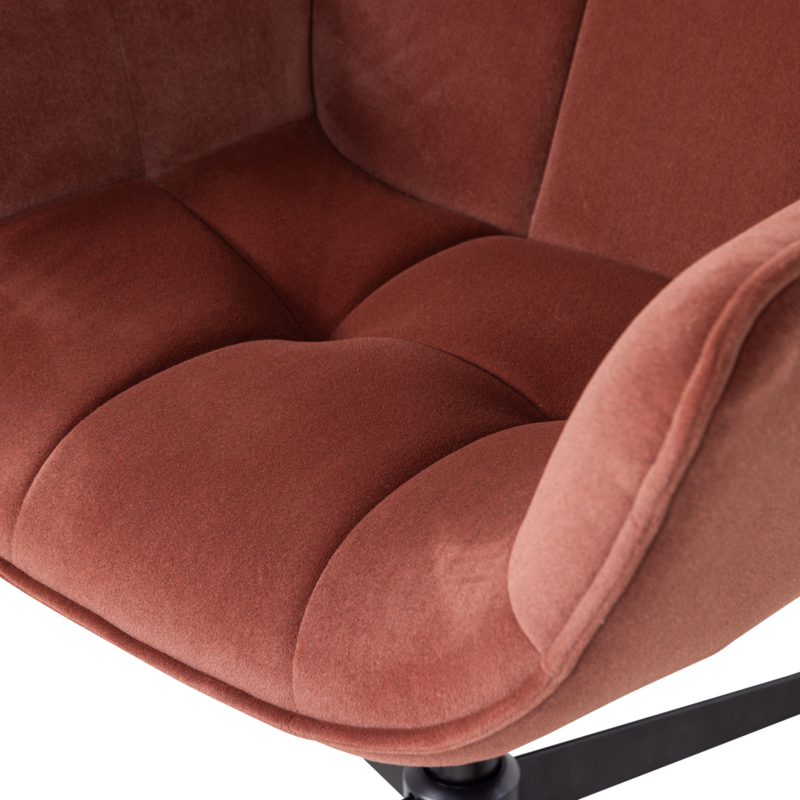 WOOOD-collectie Wibo Swivel Armchair Matte Velvet Brown-Red [FSC]