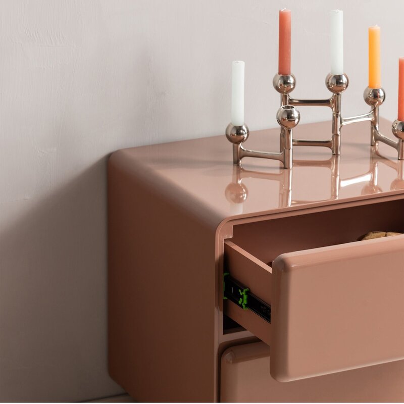 WOOOD-collectie Lustra High-Gloss Wood Chest of Drawers in Old Pink [FSC]