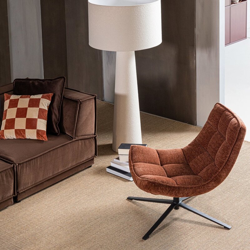 WOOOD-collectie Maudi Draaifauteuil Chenille Structuur Bruin