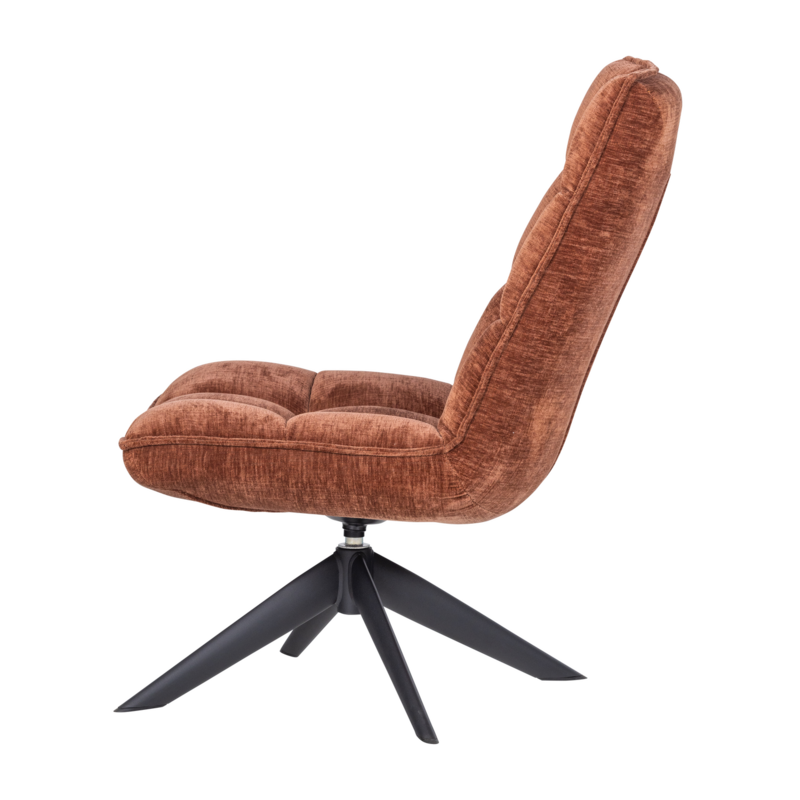 WOOOD-collectie Jouke Draaifauteuil Chenille Structuur Roestbruin [Fsc]