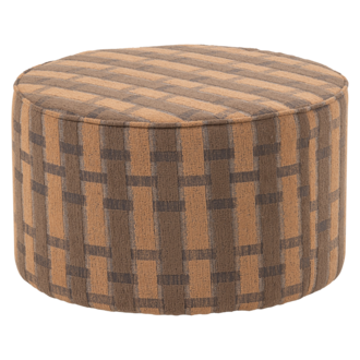 WOOOD Sarli Low Pouf with Checked Chenille Pattern in Brown/Pink [FSC]