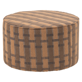 WOOOD Sarli Poef Laag Ruit Dessin Chenille Bruin/Roze [Fsc]