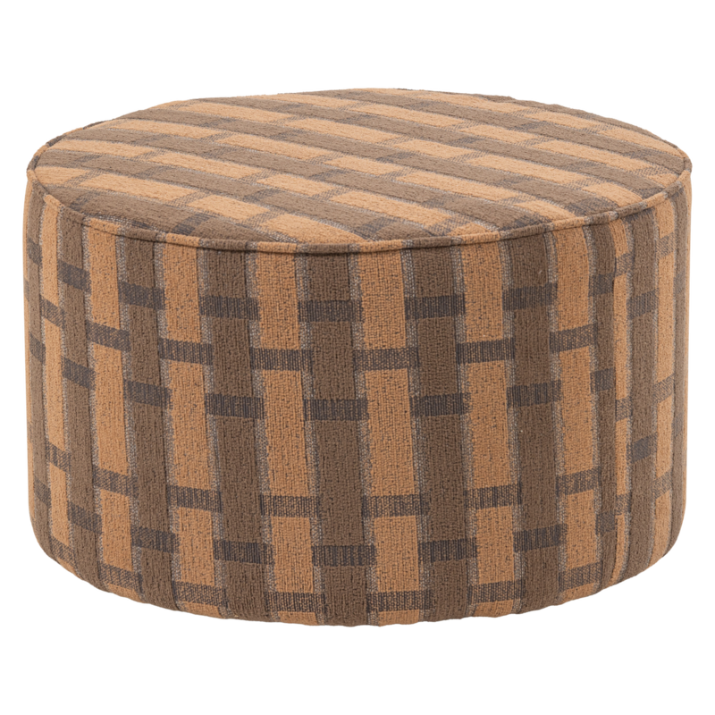 WOOOD-collectie Sarli Poef Laag Ruit Dessin Chenille Bruin/Roze [Fsc]