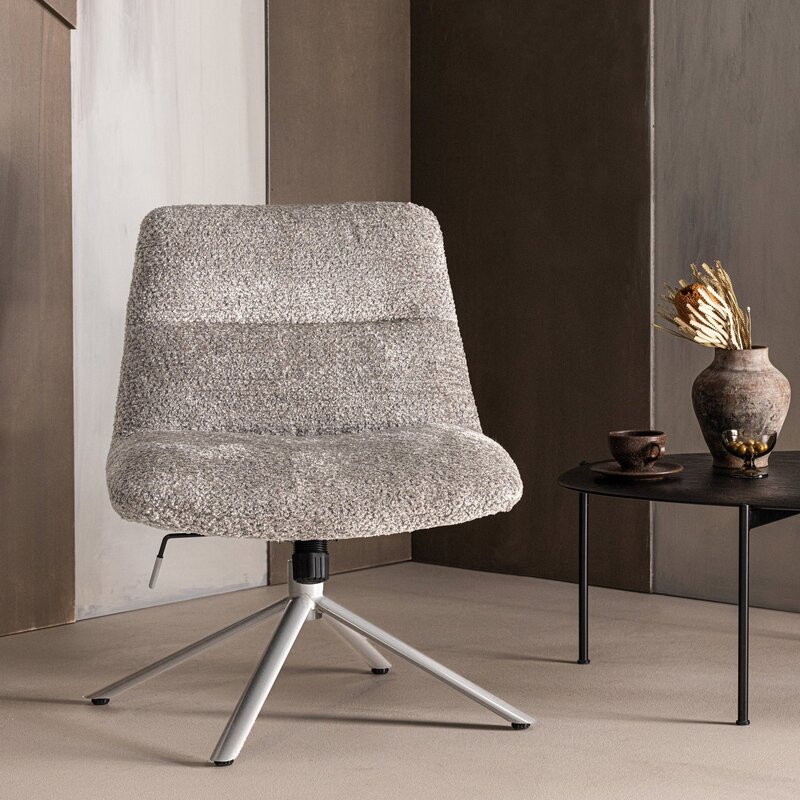 WOOOD-collectie Soren Adjustable Swivel Armchair in Wool Grey