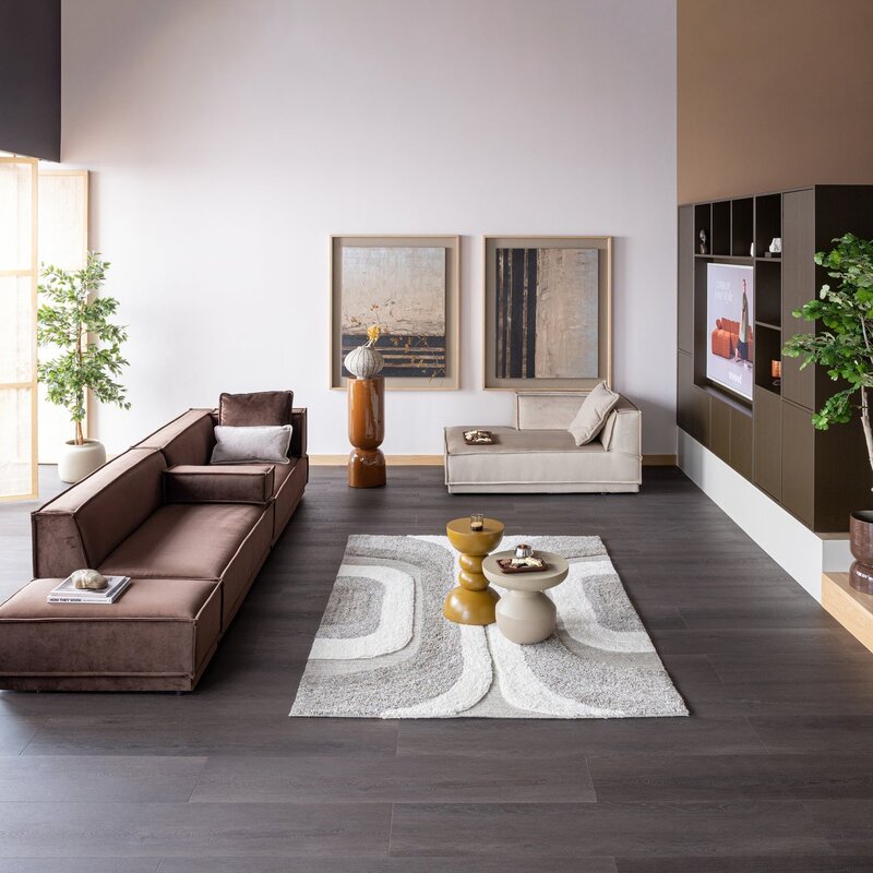 WOOOD-collectie Moro Vloerkleed Wol/Katoen Grijswit 170X240 Cm