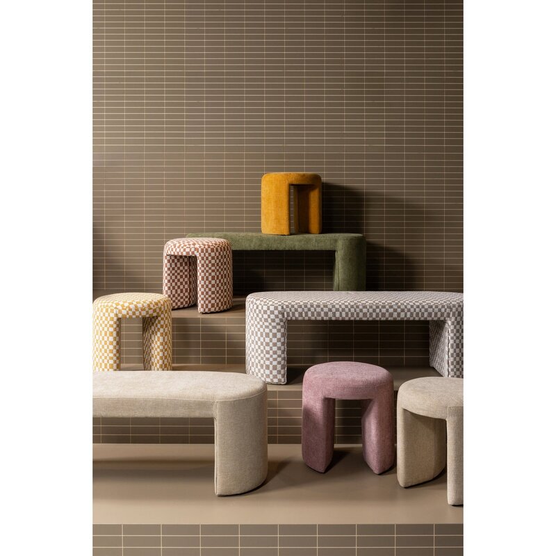 WOOOD-collectie Charlie Upholstered Stool in Blush (Set of 2)