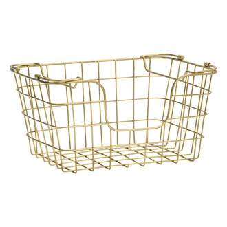 Madam Stoltz Stackable iron wire basket Ant.brass