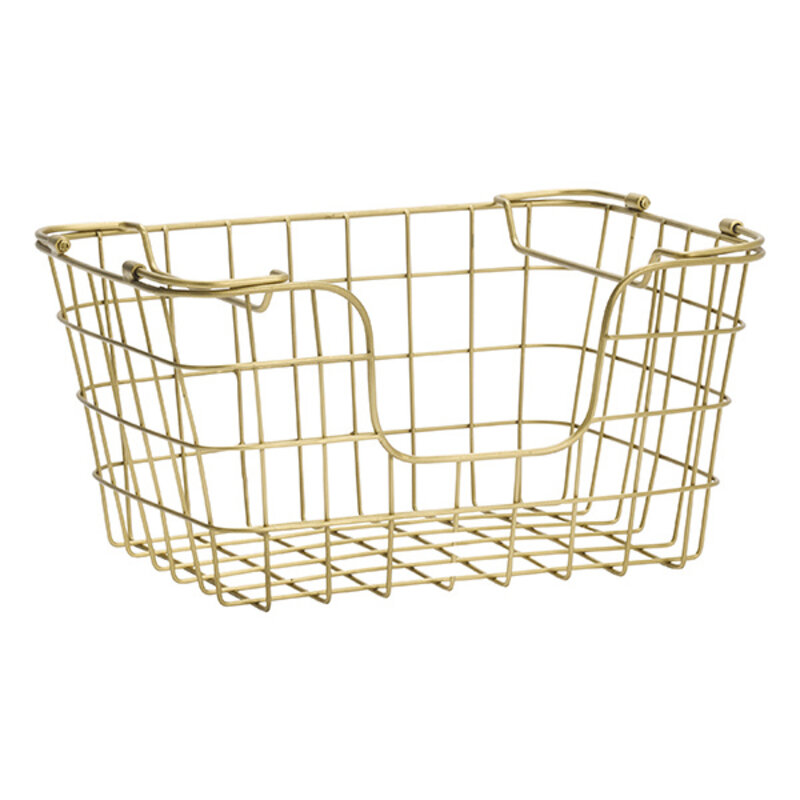 Madam Stoltz-collectie Stackable iron wire basket Ant.brass