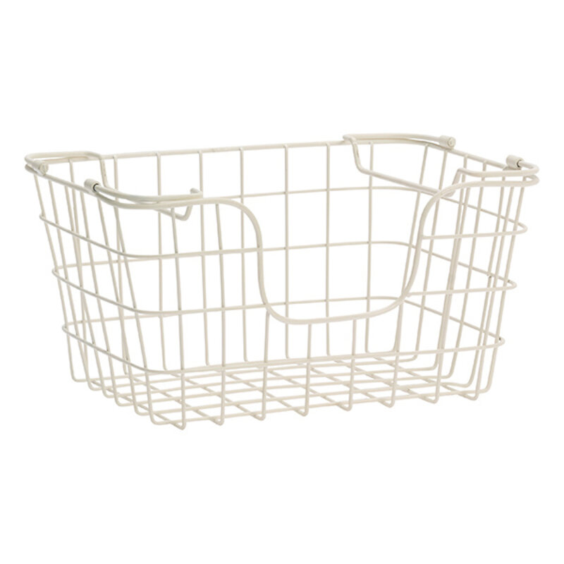 Madam Stoltz-collectie Stackable iron wire basket Cream