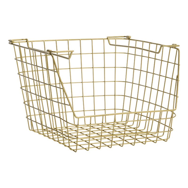 Madam Stoltz-collectie Stackable iron wire basket Ant.brass