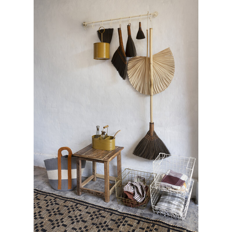 Madam Stoltz-collectie Stackable iron wire basket Cream