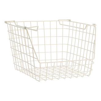 Madam Stoltz Stackable iron wire basket Cream