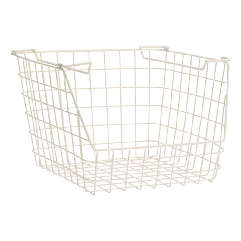 Madam Stoltz-collectie Stackable iron wire basket Cream