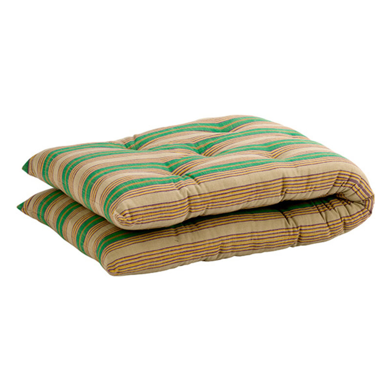 Madam Stoltz-collectie Gestreept katoenen matras Camel, groen, paars, geel