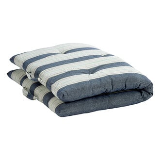 Madam Stoltz Gestreept katoenen matras Blauw, wit, grijs