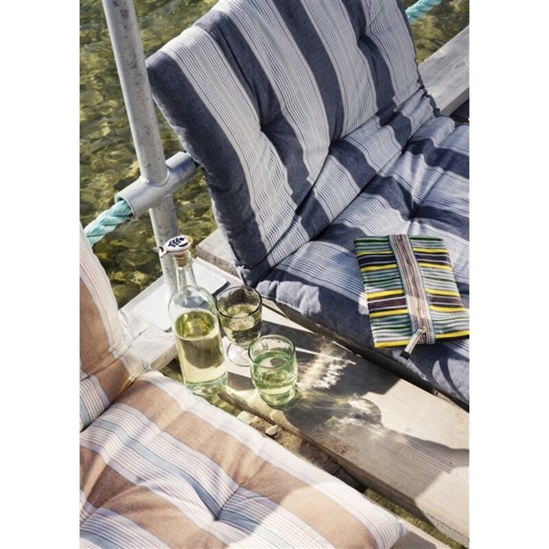 Madam Stoltz-collectie Striped cotton mattress Old rose, white, light blue, grey