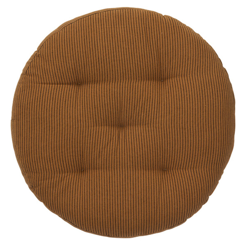 Madam Stoltz-collectie Ronde katoenen stoelkussen Suikeramandel, zwart