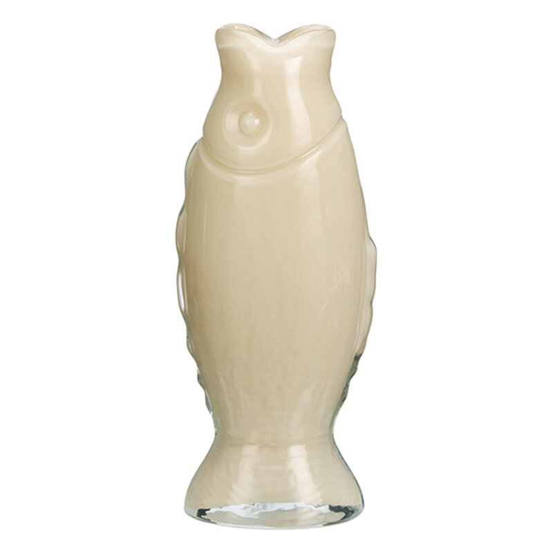 Madam Stoltz-collectie Glazen vis vaas Crème
