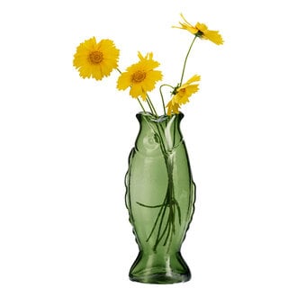 Madam Stoltz Glass fish vase Dark green