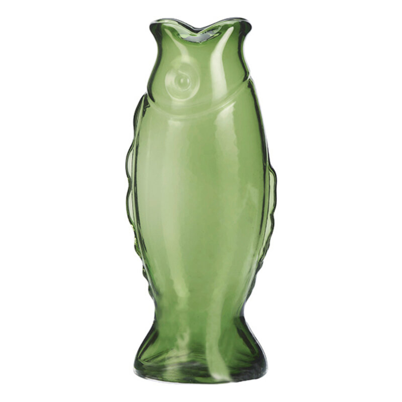 Madam Stoltz-collectie Glass fish vase Dark green