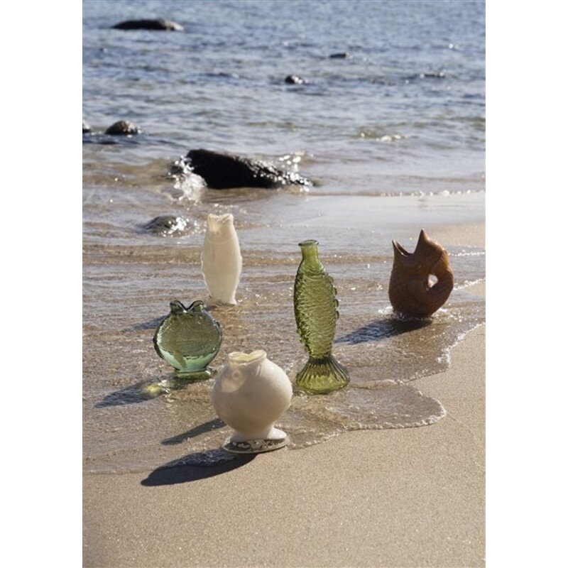 Madam Stoltz-collectie Glass fish vase Dark green