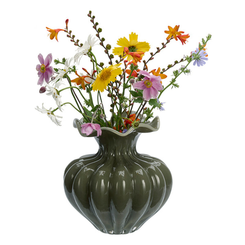 Madam Stoltz-collectie Glass vase Dark green, grey