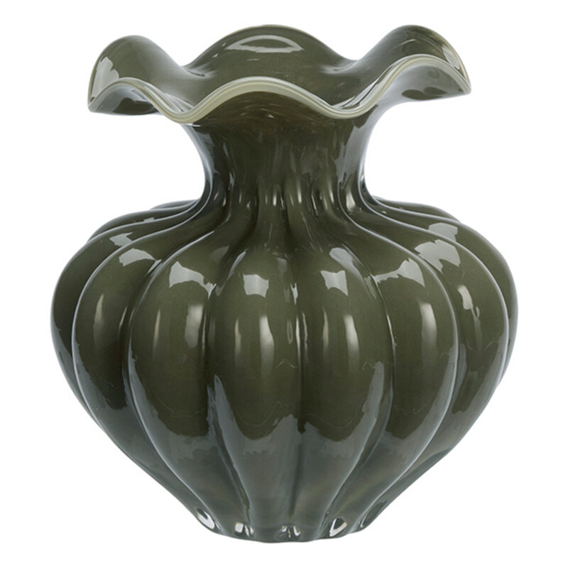 Madam Stoltz-collectie Glazen vaas Donkergroen, grijs