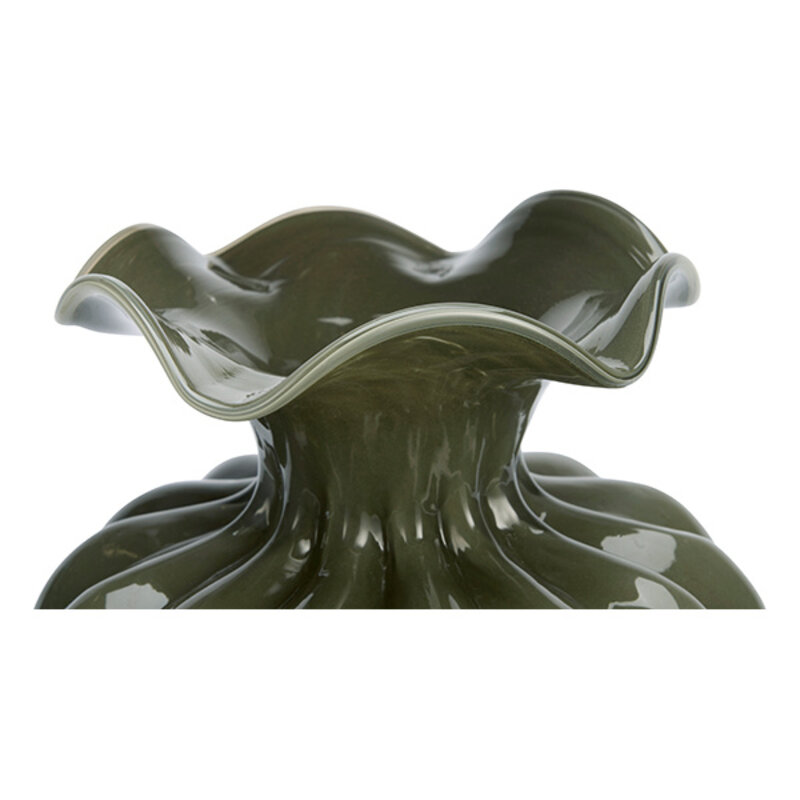 Madam Stoltz-collectie Glazen vaas Donkergroen, grijs