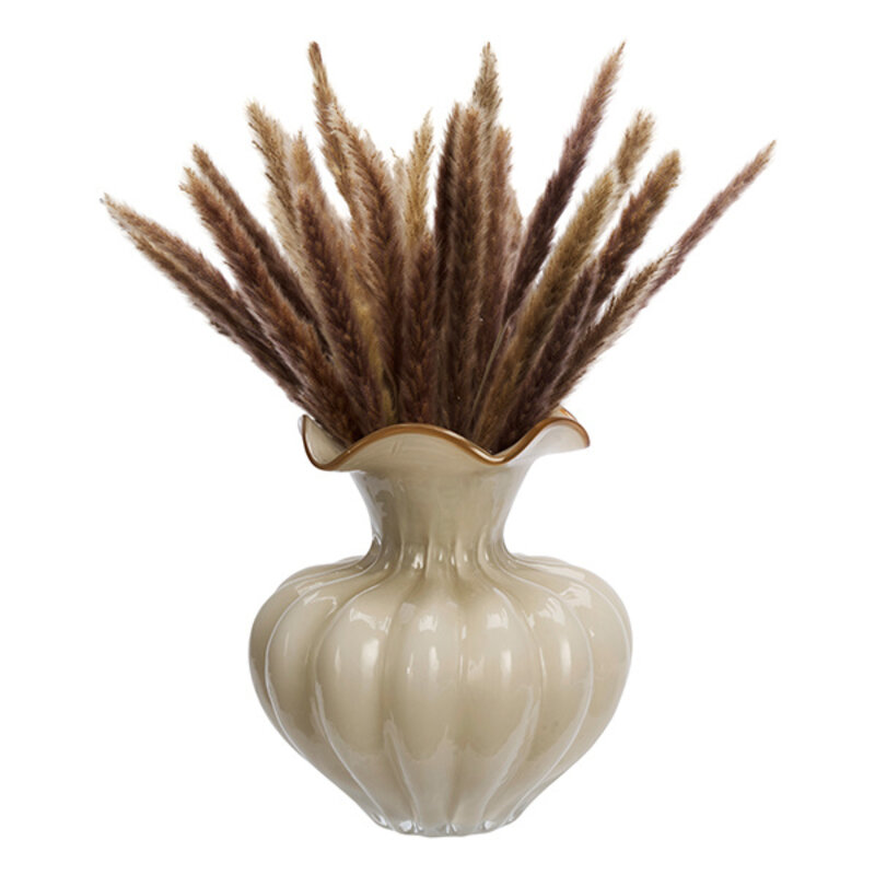 Madam Stoltz-collectie Glazen vaas Crème, karamel