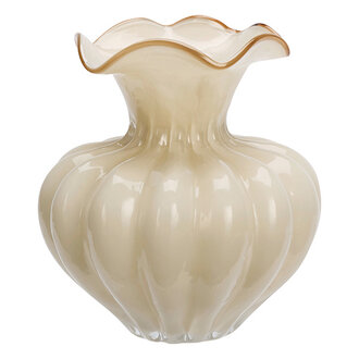 Madam Stoltz Glass vase Cream, caramel