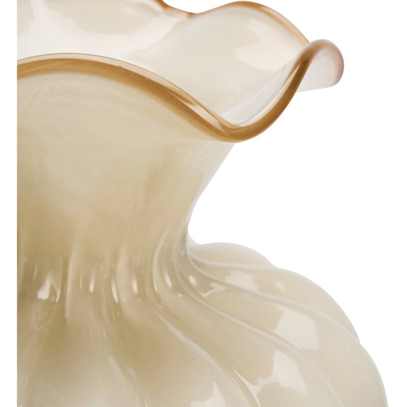 Madam Stoltz-collectie Glass vase Cream, caramel