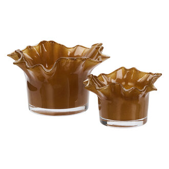 Madam Stoltz Glazen waxinehouder Karamel