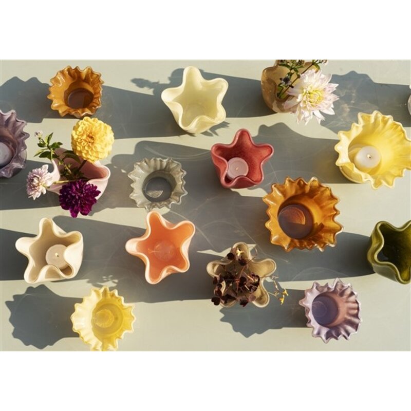 Madam Stoltz-collectie Glazen waxinehouder dusty yellow