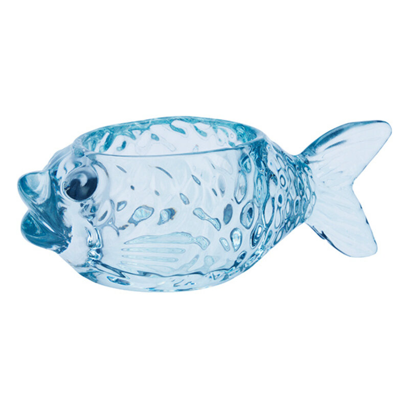 Madam Stoltz-collectie Glazen vis schaal blauw