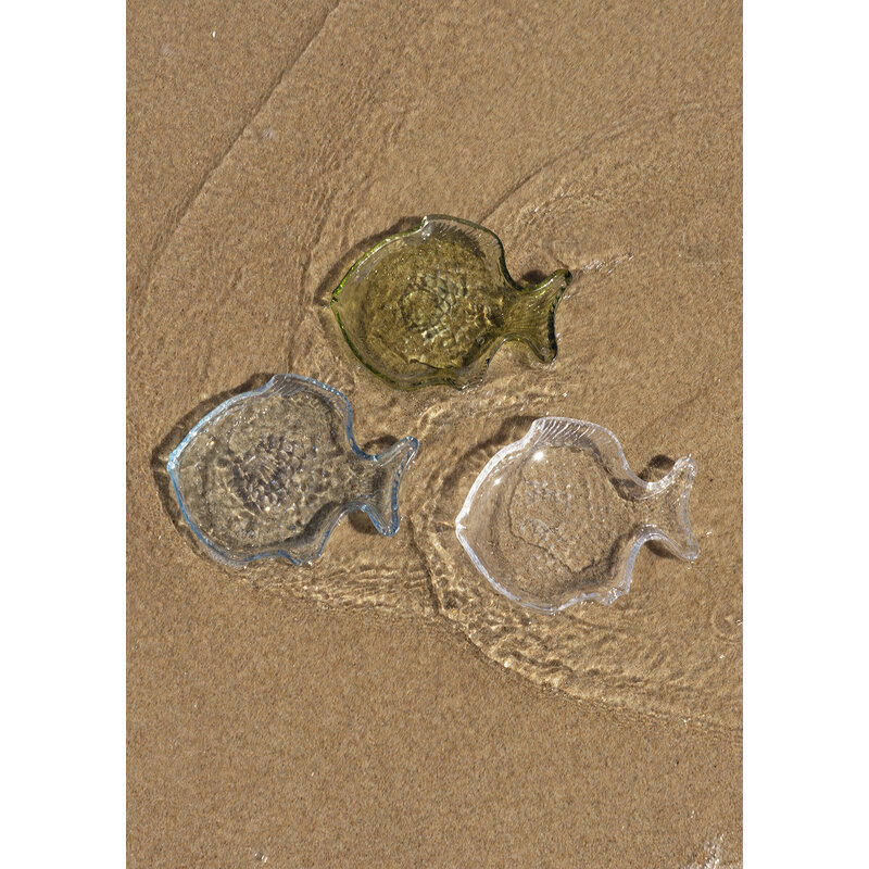 Madam Stoltz-collectie Glazen vis serveerschaal  blauw 20x16x3 cm